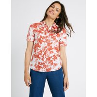 Classic Pure Cotton Floral Print Short Sleeve Shirt