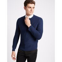 Limited Edition Cotton Blend Textured Slim Fit Jumpers