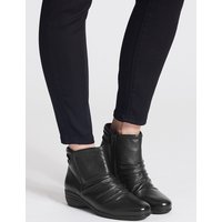Footglove Leather Elastic Ruched Ankle Boots