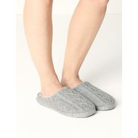 M&S Collection Cable Knit Mule Slippers