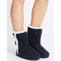 M&S Collection Cable Knit Slipper Boots