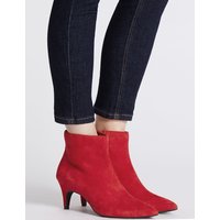 M&S Collection Wide Fit Leather Kitten Ankle Boots