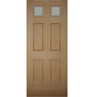 Henley 6 Panel White Oak Veneer Glazed Front Door (H)1981mm (W)762mm