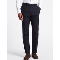 M&S Collection Luxury Big & Tall Navy Slim Fit Wool Trousers