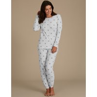 M&S Collection Cotton Rich Star Print Long Sleeve Pyjamas