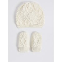 Kids' Cable Hat & Mittens Set