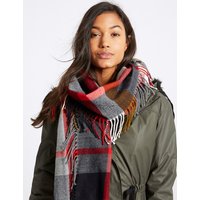 M&S Collection Elevated Check Side Fringe Scarf