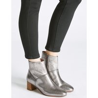 M&S Collection Leather Block Heel Panel Ankle Boots