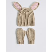 Kids' Bunny Hat & Mittens Set