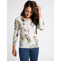 Classic Floral Print Round Neck Long Sleeve T-Shirt