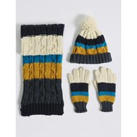 Kids’ Striped Hat, Scarf & Gloves Set