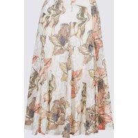 Classic Floral Burnout Print A-Line Midi Skirt