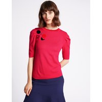 Limited Edition Embellished Round Neck Puff Sleeve Jumper