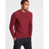 M&S Collection Pure Cotton Textured Crew Neck Jumpers