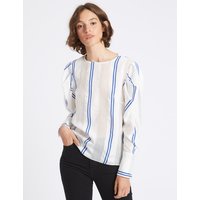 Limited Edition Striped Round Neck Puff Sleeve Shell Top