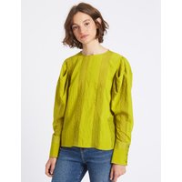 Limited Edition Striped Round Neck Puff Sleeve Blouse