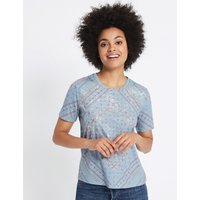 M&S Collection Foil Print Round Neck Short Sleeve T-Shirt