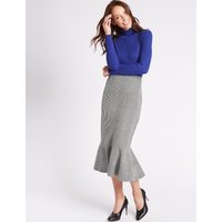 M&S Collection Checked Fishtail A-Line Midi Skirt