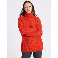 M&S Collection Cable Knit Turtle Neck Jumper