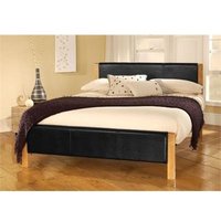 Limelight Mira 4' 6" Double Black And Natural Sprung Slatted Bedstead Leather Bed