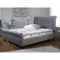 Limelight Orbit Silver 6' Super King Fabric Silver Slatted Bedstead Fabric Bed