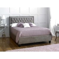 Limelight Rhea Silver 4' 6" Double Fabric Silver Slatted Bedstead Fabric Bed