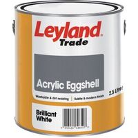Leyland Trade Brilliant White Eggshell Emulsion Paint 2.5L