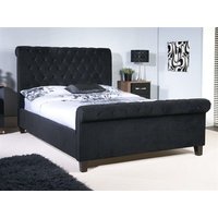Limelight Orbit Black 4' 6" Double Black Slatted Bedstead Fabric Bed