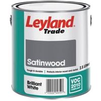 Leyland Trade Interior White Satinwood Wood & Metal Paint 2.5L Tin
