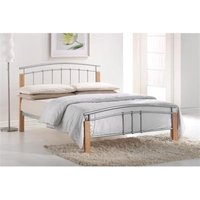 Birlea Tetras 4' 6" Double Silver And Natural Slatted Bedstead Metal Bed