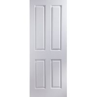 4 Panel White Woodgrain Unglazed Door Kit (H)2040mm (W)826mm