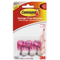 3M Command Pink Plastic Hooks Pack Of 3
