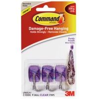 3M Command Purple Plastic Hooks Pack Of 3