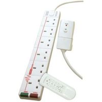 Masterplug 6 Socket 13 A Internal Extension Lead With Remote 2m White