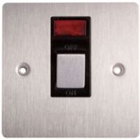 Holder 32A Single Brushed Steel Switch With Neon