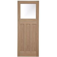 Traditional Panelled Oak Veneer Glazed Internal Door (H)1981mm (W)838mm