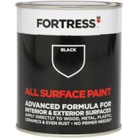 Fortress Interior & Exterior Black Satin Multipurpose Paint 250ml