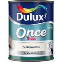 Dulux Once Gloss Paint - Brilliant White, 750ml