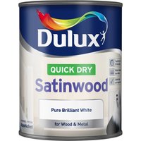 Dulux Quick Dry Satinwood - Pure Brilliant White - 750ml