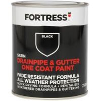 Fortress Black Satin Drainpipe & Gutter Paint 750 Ml