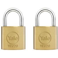 Yale 20mm Brass Padlocks - Pack Of 2
