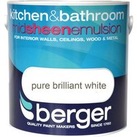 Berger Kitchen & Bathroom Emulsion - Brilliant White, 2.5L
