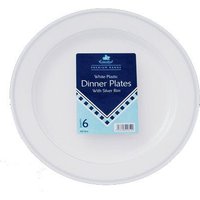 Essential Housewares Essential Dinner Plate With Silver Rim 6 Pack
