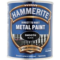Hammerite Direct To Rust Metal Paint - Smooth Black - 750ml