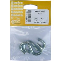 Select Hardware S Hooks Bright Zinc Plated 50mm (2 Pack)