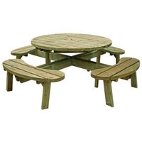 Grange Fencing Round Wooden Garden Picnic Table With Fixed Seats