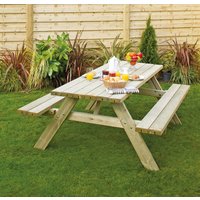 Grange Fencing Oblong Wooden Picnic Table With Seats