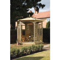 Grange Fencing Budleigh Hexagon Wooden Gazebo With Mirror And Glass Side Panels