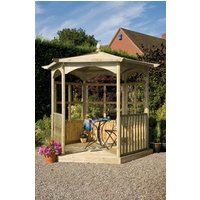 Grange Fencing Budleigh Hexagon Wooden Gazebo With Glass Panels And Balustrades