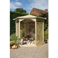 Grange Fencing Budleigh Hexagon Wooden Gazebo With Mirror And Lattice Panels